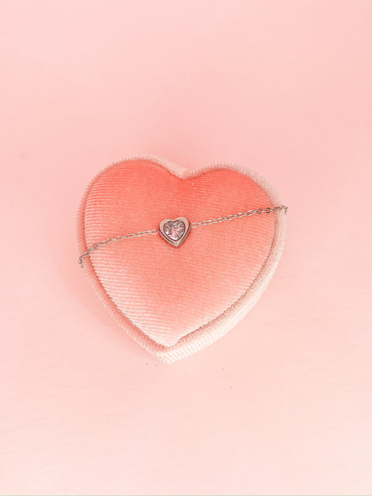 Shiny Heart Silver Bracelet ♡