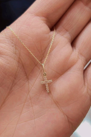 Shiny Cross Necklace 14K Gold ♡